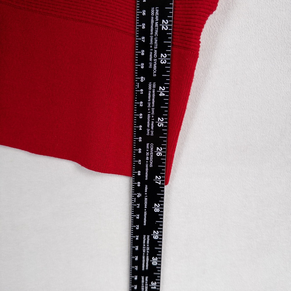 Banana Republic Sweater Womens XS Red Rib Knit Asymmetrical Long Sleeve - Picture 6 of 8